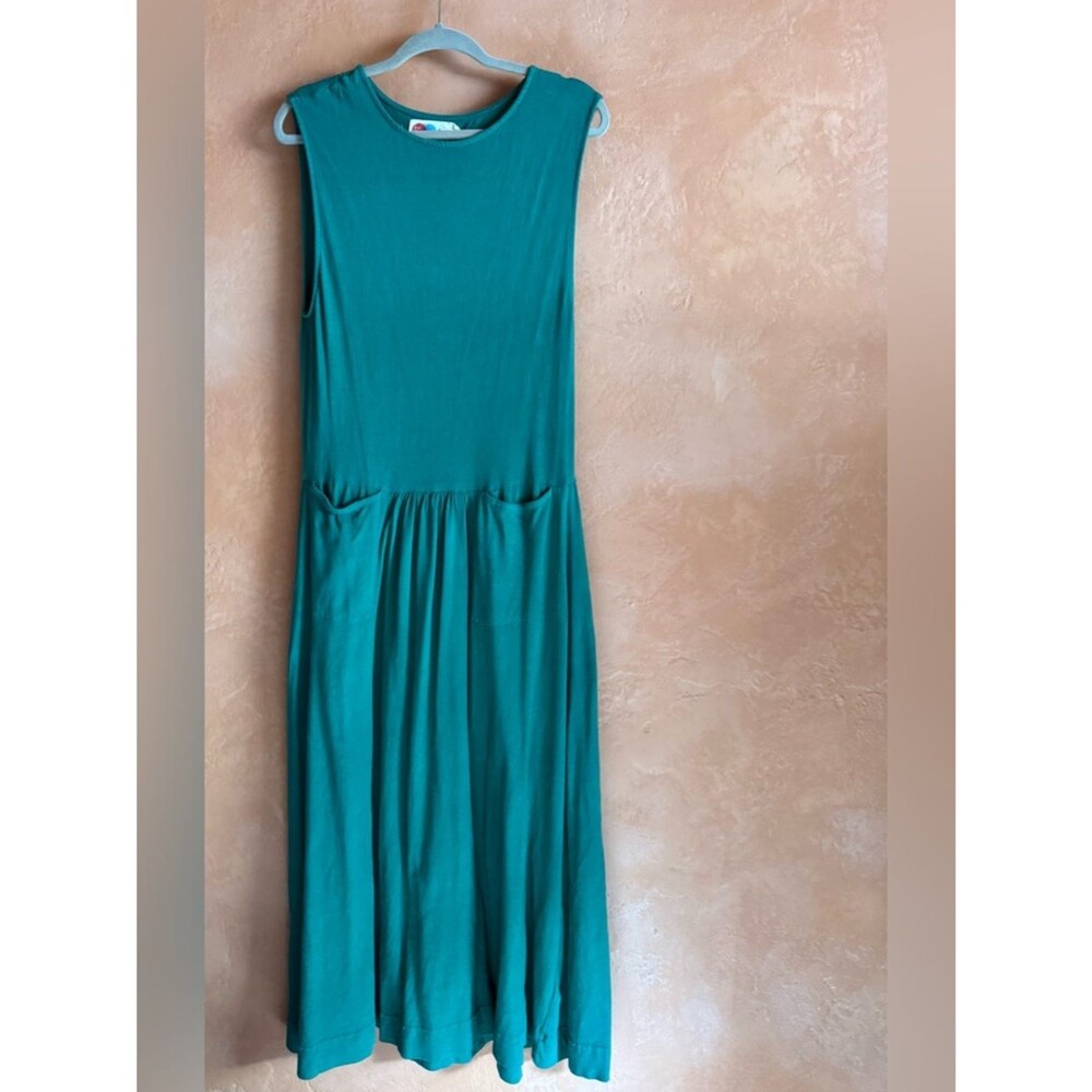 Free People FP Beach Drop Waist Dress Small Green Boho Resort Casual Pocket